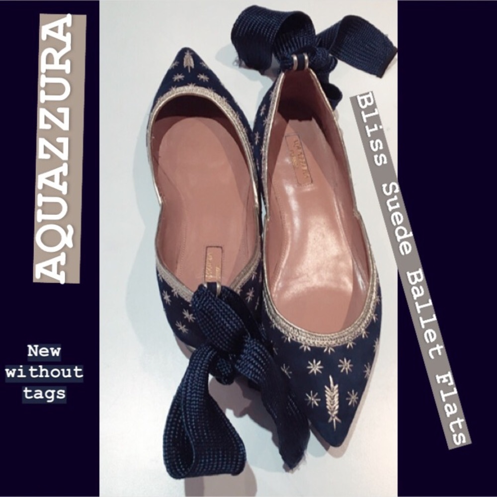 ⭐️AQUAZZURA Bliss Embellished Wrap Ballet Flat